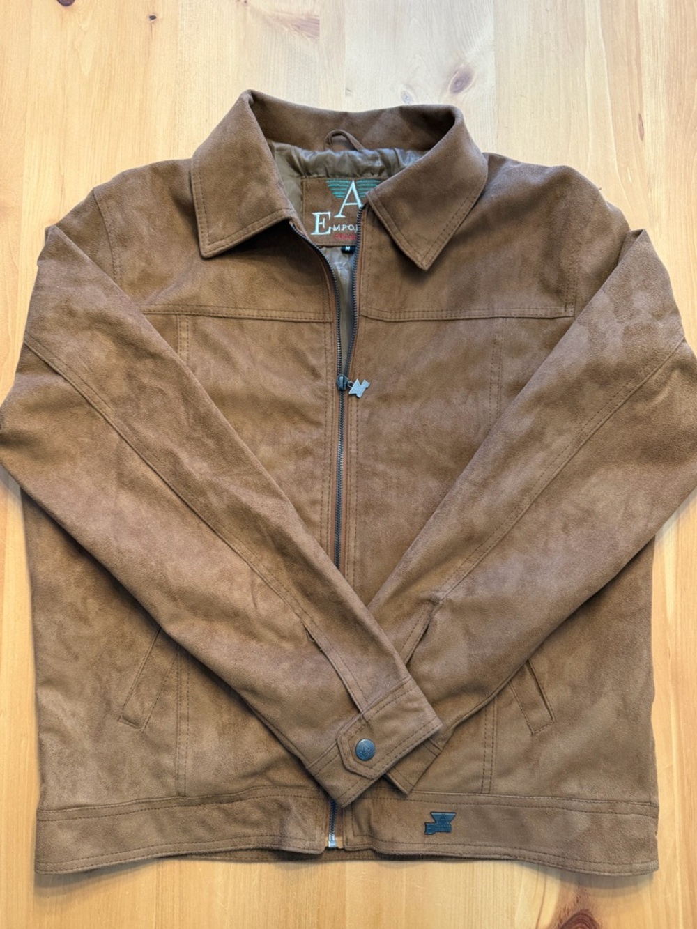 Vintage-Style Brown Faux Suede Jacket - Size M